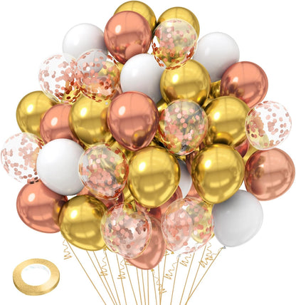 Gold Confetti Balloons, 50 Pcs 12 Inch, Glitter Gold Confetti Party Balloons, Party Decorations, Birthday Wedding Baby Shower Party Balloons Decorations