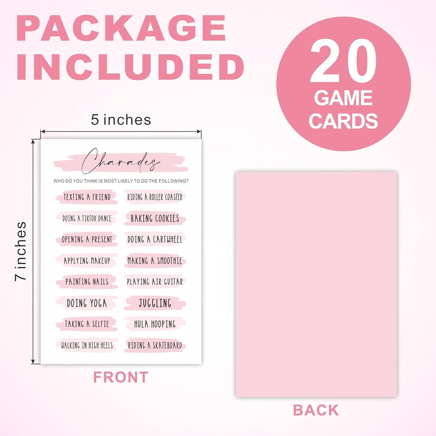 DYIRBIIY Minimalism Birthday Party Game Cards - Selfie Scavenger Hunt - 20 Blush Double-Sided Fill in Style Funny Birthday Party Game Cards for Adults, Party Supplies & Activities - A02