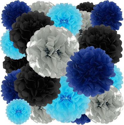 Tissue Paper Pom Poms, Pink Tissue Paper Flowers, Hanging Flower Balls for Weddings Fiesta Parties Birthday Baby Showers Classroom Bridal Shower Decoration (18Piece Set-6/10/12/14Inch)