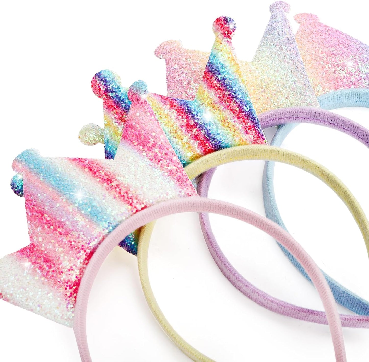 16 Pack Princess Crowns Headbands, Glitter Sequin Party Favor Tiara Crown Set, Sparkly Dress Up Costume Shiny Hair Accessories Hairbands for Birthday, Prom