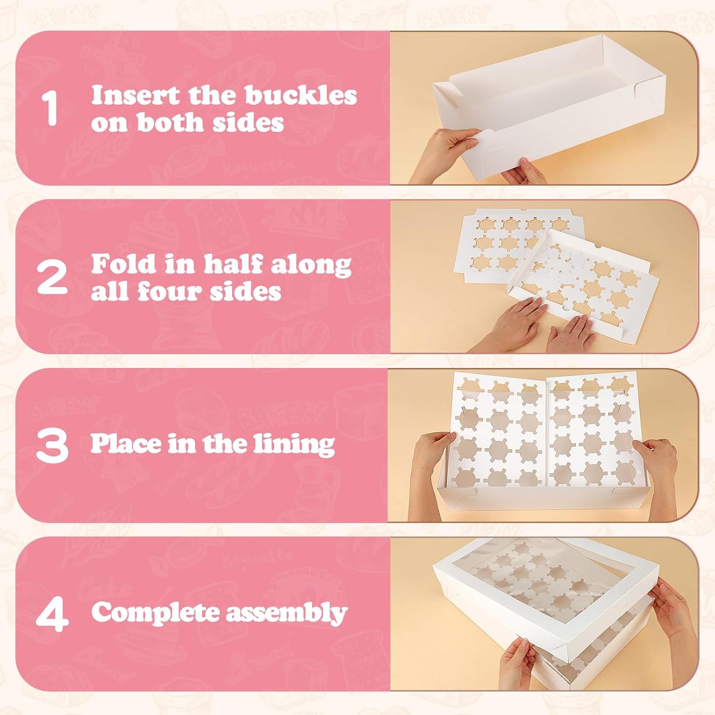 TOMNK 20pcs Cupcake Boxes, Cupcake Boxes 12 Count, 13x10x3.5 Inch White Containers Bakery Holders with Windows and Inserts to Fit Muffins, Cookies