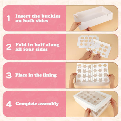 TOMNK 20pcs Cupcake Boxes, Cupcake Boxes 12 Count, 13x10x3.5 Inch White Containers Bakery Holders with Windows and Inserts to Fit Muffins, Cookies