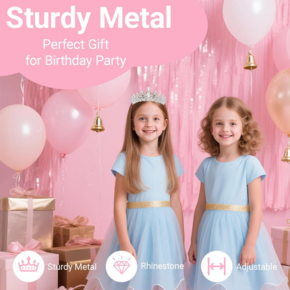 Birthday Tiara and Crown with Sash, Birthday Tiara for Women Party Silver