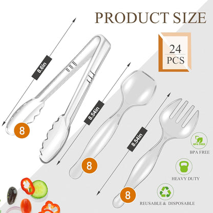 Disposable Plastic Serving Utensils Set (Black, 36 Pcs)