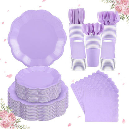NatNarr 175 Pcs Sage Green Plates and Napkins Set, 25 Guest Sage Green Party Supplies Include Scalloped Paper Plate Napkin Cup Forks Knives Disposable Plastic Cutlery for Wedding Baby Shower Birthday
