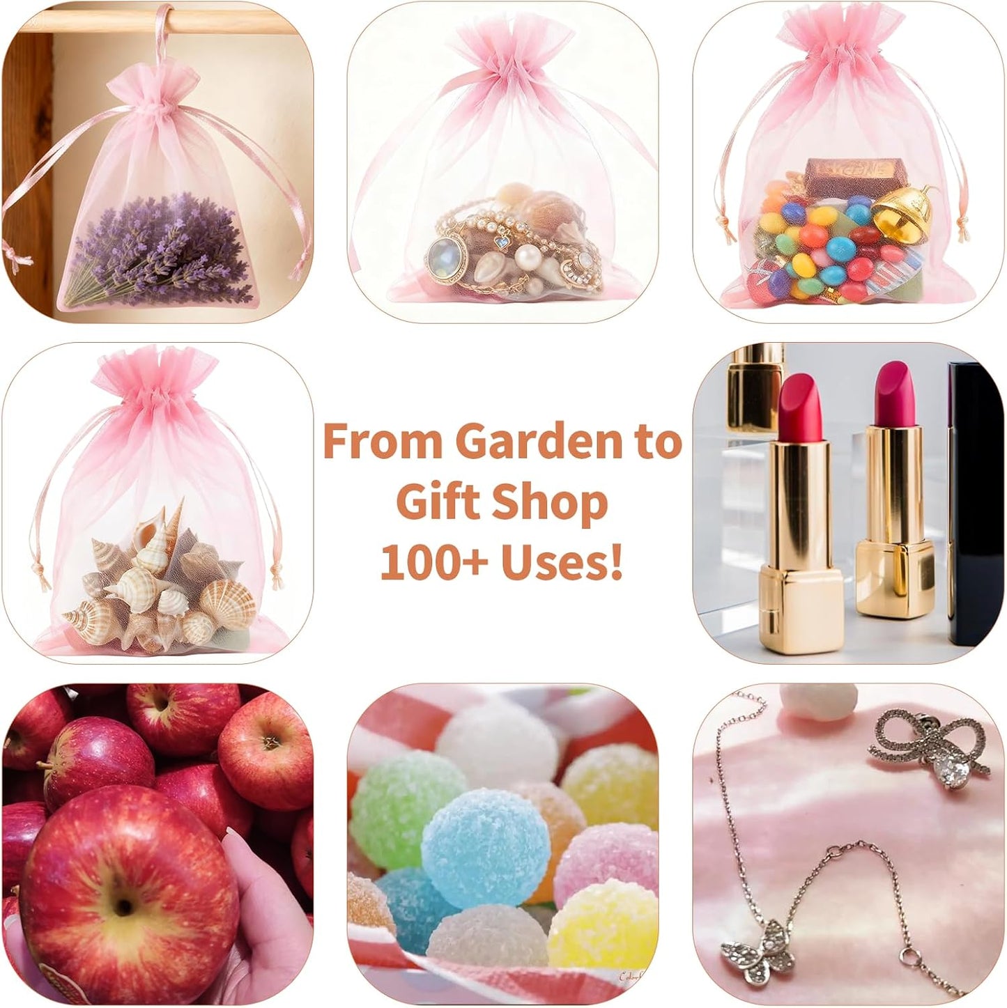 100pcs Organza Bags for Small Gift 4x6 Inch, Premium Mesh Bags Drawstring Candy Jewelry Packaging Sachet Bags, Easter Day Wedding Party Favors Small Gift Bag Durable & Scent-Free for Small Business