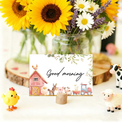 24 Pcs Farm Animals Place Cards, Barn Animals Themed Buffet Food Labels and Tent Name Cards for Baby Shower and Birthday Party Table Setting Decorations Supplies (Red)