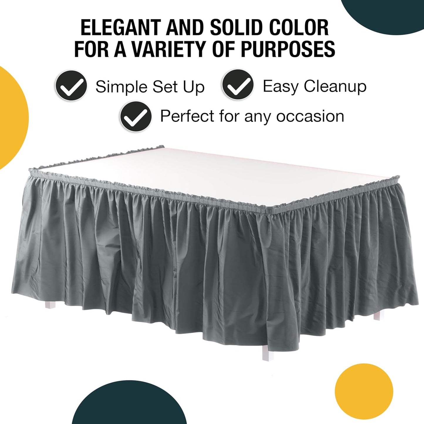 Exquisite Ruffle Table Skirt Pink 6 Pack 14 Ft Long Table Skirts for Rectangle Tables 6ft Plus or Round Tables Skirts with Adhesive Strip for Gender Reveal Decor & Happy Birthday Parties