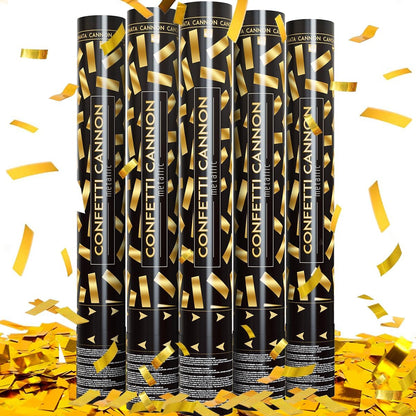 Confetti Cannons Confetti Poppers 5 Pack,15 Inch Gold Party Poppers Confetti Shooters, WORKKEEP Yello Confetti Pop for Birthday Wedding Celebration Halloween Decorations Air Powered Confetti Gun