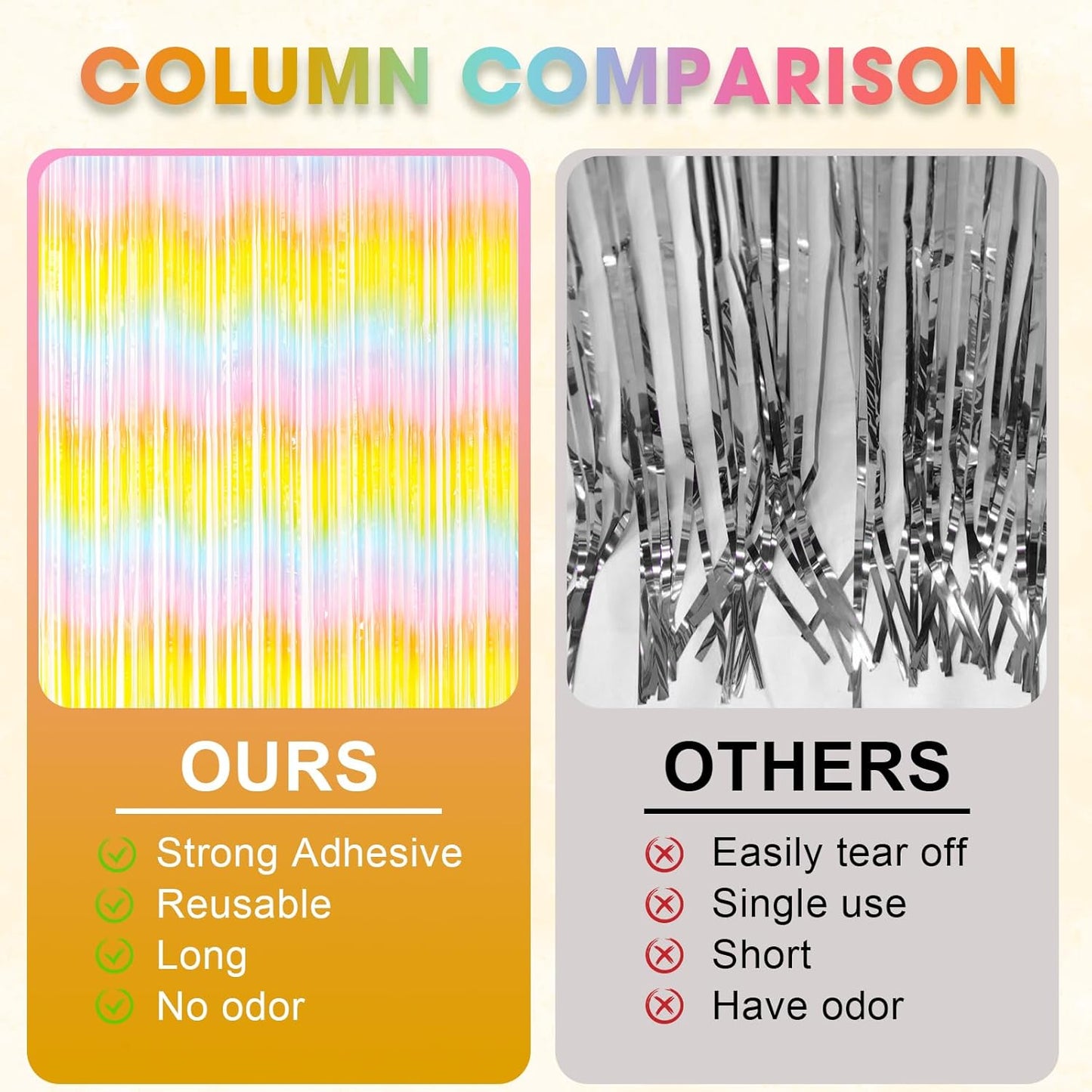 Voircoloria 3 Pack 3.3x8.2 Feet Gold Foil Fringe Backdrop Curtains, Tinsel Streamers, Fringe Backdrop for 2025 New Years Eve, Graduation, Birthday, Baby Shower, Gender Reveal, Disco Party - Colors B