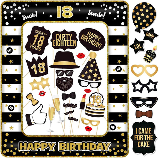 18th Birthday Inflatable Photobooth Selfie Frame & Props Set for Pictures & Decorations Giant Selfie Blow Up Photo Booth Picture Frame Photo Props Decor for 18 Years Old Birthday Party Supplies