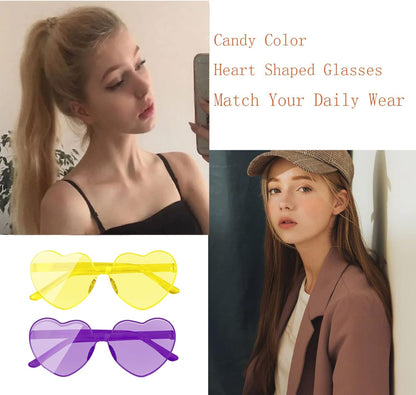 AEAHALY Heart Sunglasses for Women and Men Rimless Heart Shaped Sunglasses Bachelorette Bride Party Accessories