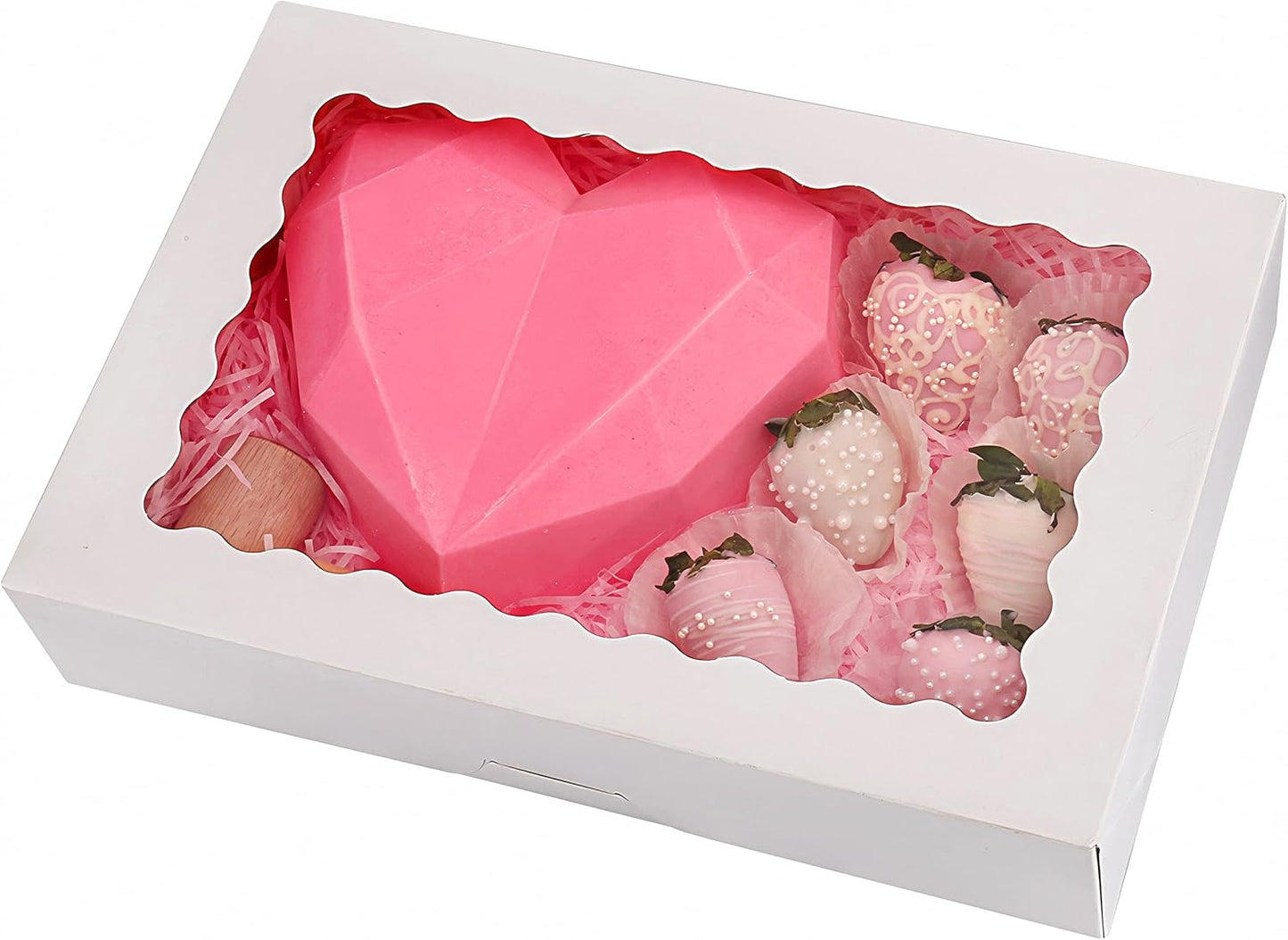 Tcoivs 20-Pack Bakery Boxes with Window, 12" x 8" x 2.5", Large White Cookie Boxes, Auto-Popup Treat Boxes for Pies, Cakes, Muffins, Donuts and Pastries