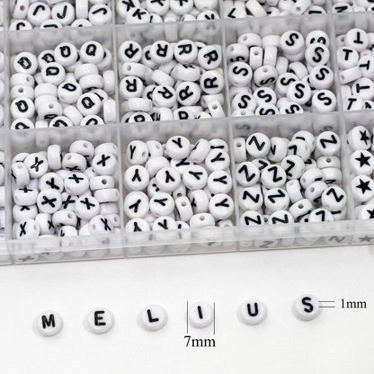 Melius 1450Pcs Acrylic Glow Letter Beads, Alphabetical Glowing in The Dark Beads in 28 Grid Box for Jewelry Making, DIY Bracelets, Necklaces, Key Chains (Glowing, 4x7mm)