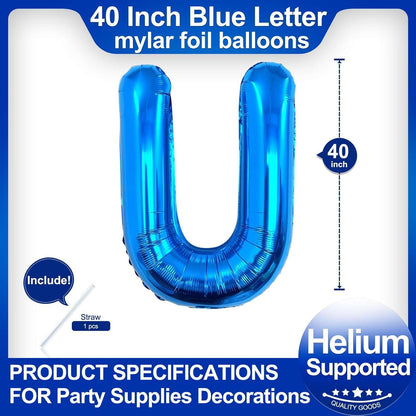 40 Inch Blue Letter A Balloons, DIY Phrase Foil Alphabet Letter A Balloons DIY Word A Banner for Birthday Anniversary Celebration Graduation Party Supplies Decoration