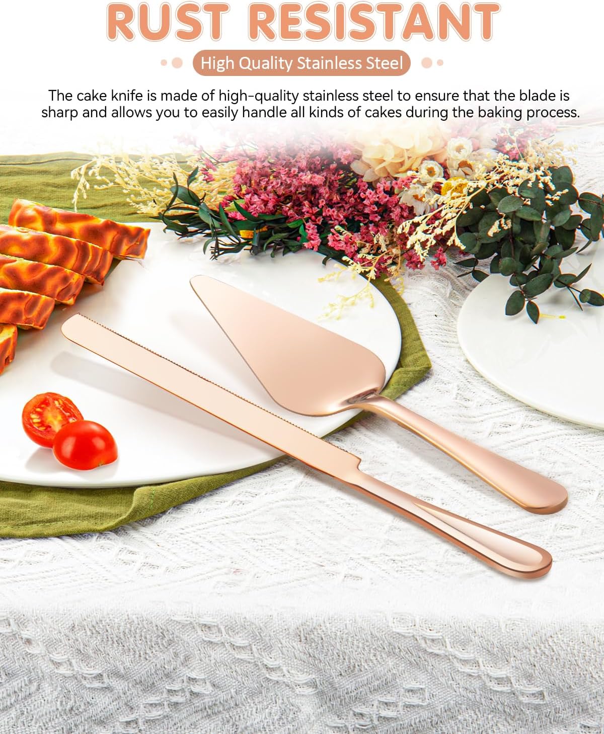 13-Inch Premium Cake Cutting Set for wedding，Exquisite Cake Knife and Server Set with Serrated Design, Ideal for Pastries, Pies, and Desserts (Silver)