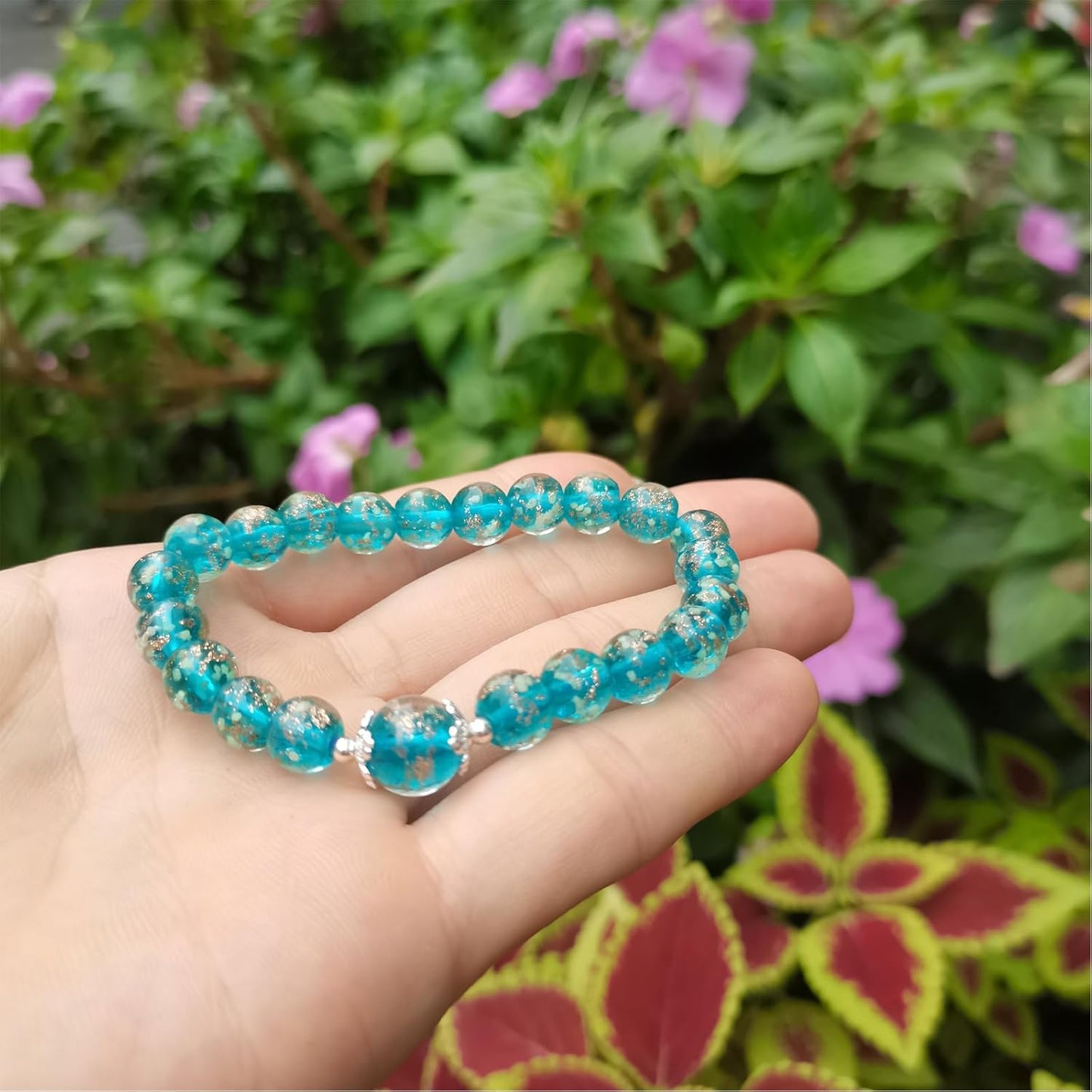 Glass Beaded Bracelet Glowing Bracelet Luminous Beads Bracelet for Women Glass Mermaid Bracelet Bangles Anti Anxeity Healing Energy