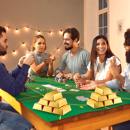Honoson 24 Pcs Gold Bar Fake Gift Box Foil Gold Bar Party Favor Boxes Paper Golden Favor Boxes Treasure Brick for Pirate Casino Theme Party Decorations Candy Treats Chocolate Toys, 5.5 x 3.2 Inches