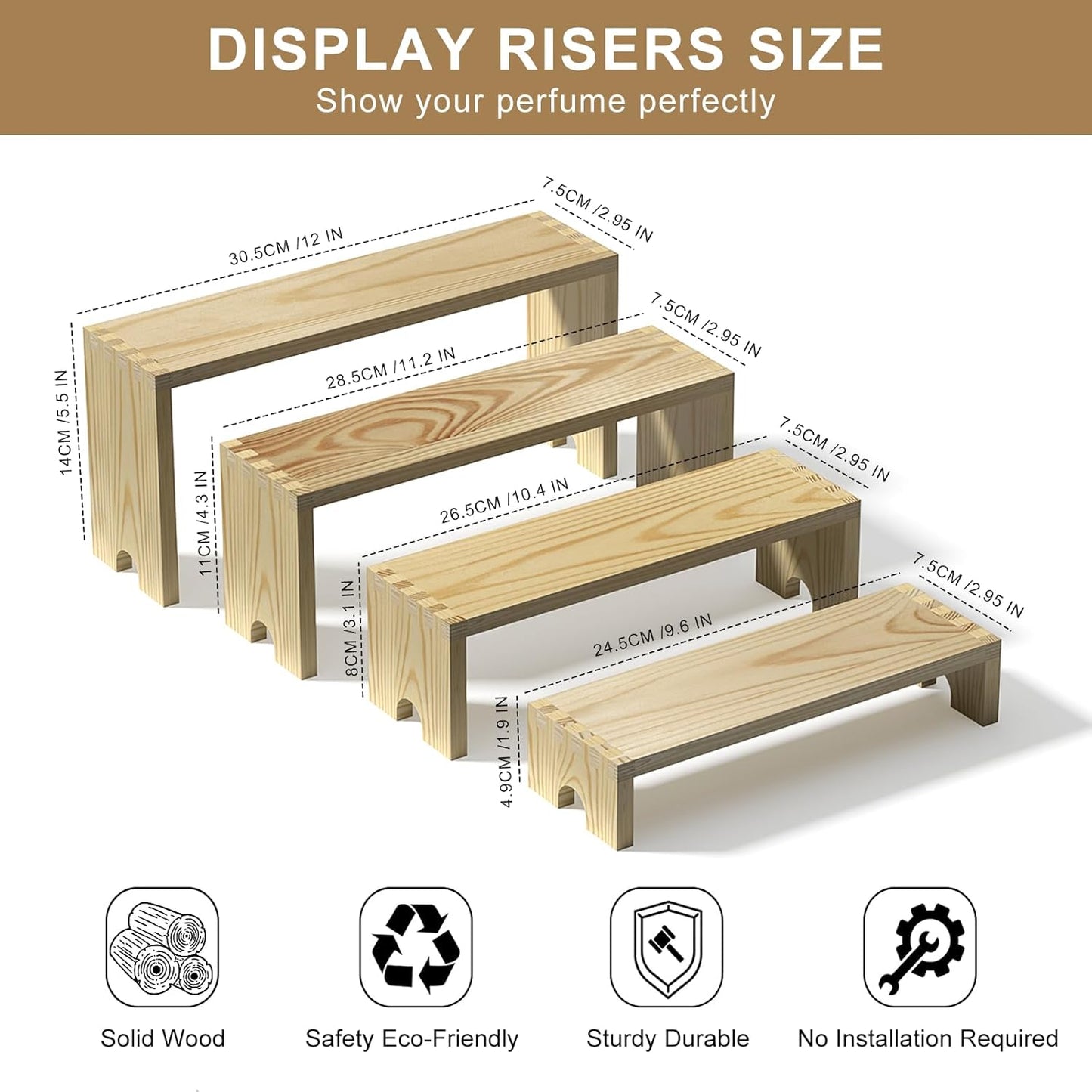 2 Set Wooden Tiered Risers Display Stands for Vendor Events,Stackable Wood Cupcake Display Stand,Farmhouse Decor Wood Dessert Table Display Set,Vendor Booth Display Items,Food Display Risers for Party
