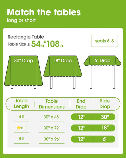 Pureegg Plastic Table Cloth Disposable 8 Pack, 54 x 108 Inch Table Cloths, Party, Picnic, Wedding, Decorative Tablecloths, Rectangle, White Plastic Cover, Leakproof & Sturdy, White