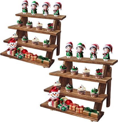 Wooden Cupcake Stand - 4 Tier Cupcake Display Stand, Rustic Tiered Display Stand, Tool Free Installation Cupcake Stand for Baby Shower Decorations Birthday Party Supplies