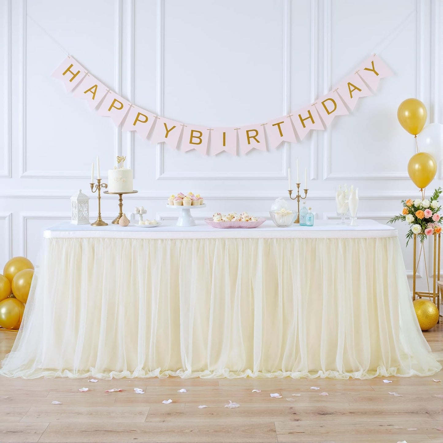 Suppromo 6ft Pink Tulle Table Skirt Baby Shower Tablecloth for Rectangle Tables or Round Tables Pink Ruffle Tutu Table Skirts Desk Skirt for Princess Girls Birthday Party Cake Dessert Decorations