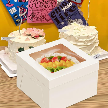 20Pack 12x12x6 Cake Boxes with Boards, 10Pcs Cake Boxes & 10Pcs Cake Boards, Sturdy White Packaging for Transporting & Displaying Cakes, Desserts, and Fathers day