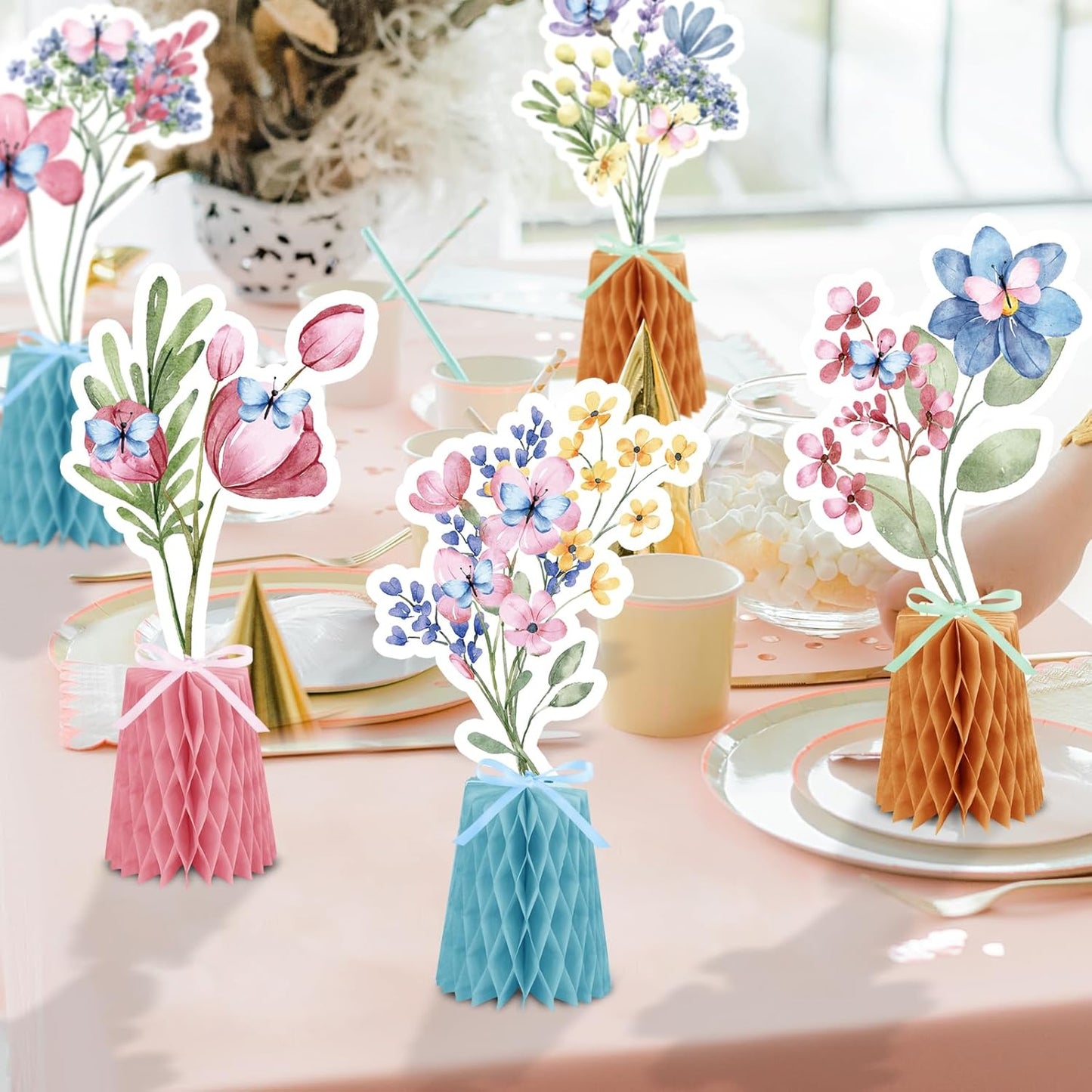 9 PCS Wildflowers Honeycomb Centerpieces Wildflower Party Supplies Spring Summer Wildflower Theme Table Centerpieces for Wedding Little Wildflower Baby Shower Decorations (Wildflower)