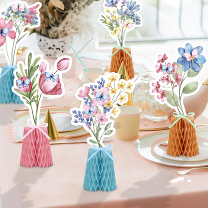 9 PCS Wildflowers Honeycomb Centerpieces Wildflower Party Supplies Spring Summer Wildflower Theme Table Centerpieces for Wedding Little Wildflower Baby Shower Decorations (Wildflower)