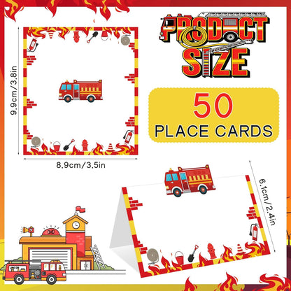 Construction Table Place Cards 50pcs Dump Truck Tent Cards Digger Excavator Food Labels Car Blank Name Card for Birthday Baby Shower Construct Theme Party Table Setting Supplies
