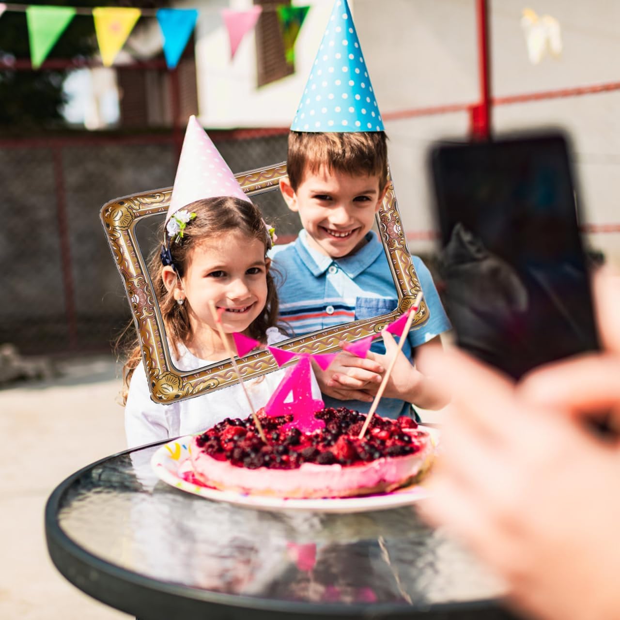 TENDYCOCO Inflatable Photo Frame Prop 26.37X18.11In Lightweight Selfie Picture Frame for Parties Weddings Festivals Portable Photo Booth Accessory