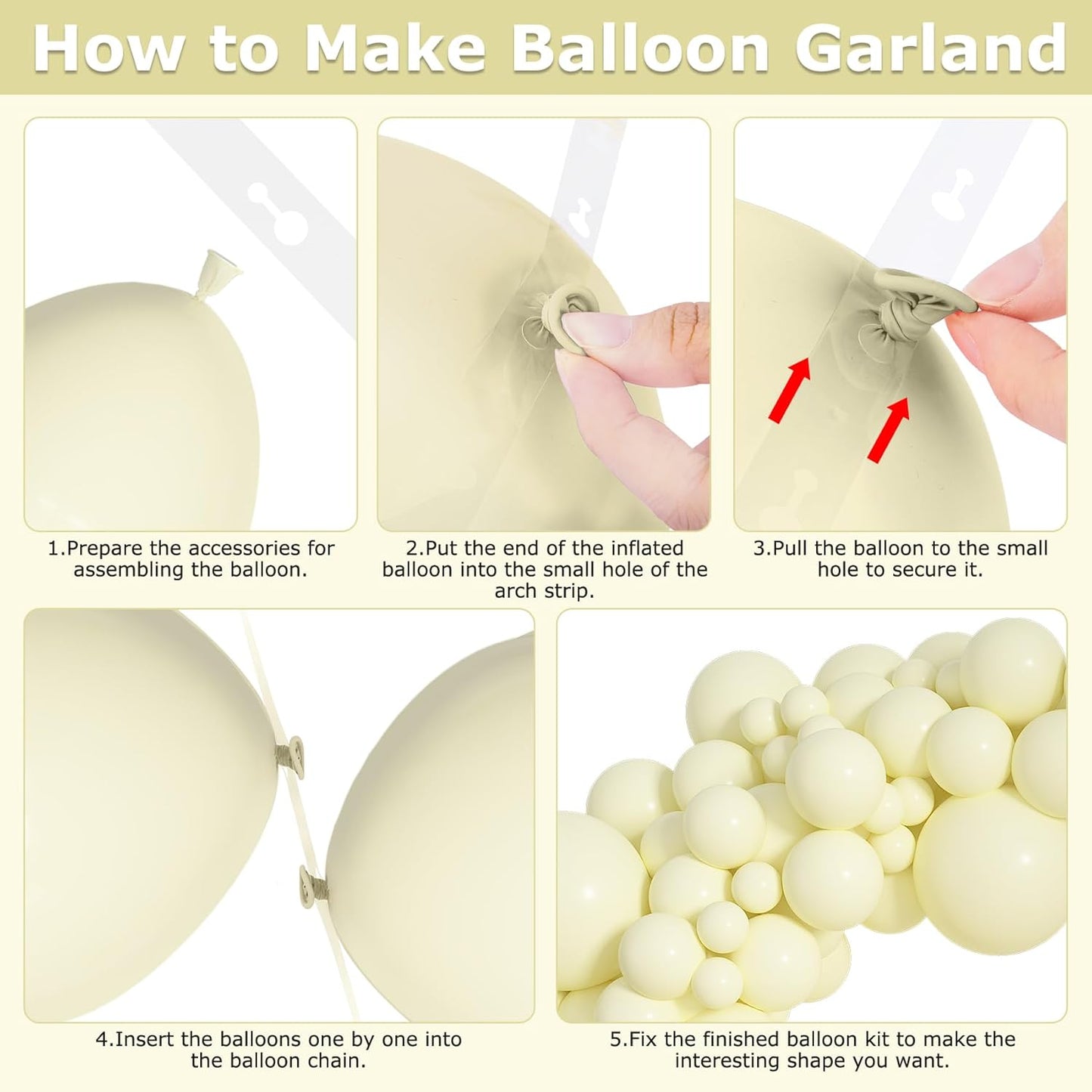 Amandir 153pcs White Sand Balloons Arch Garland Kit Different Sizes 18 12 10 5 Inch Cream Beige Sand White Latex Balloon for Birthday Boho Neutral Baby Shower Wedding Anniversary Party Decorations