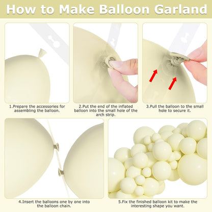 Amandir 153pcs White Sand Balloons Arch Garland Kit Different Sizes 18 12 10 5 Inch Cream Beige Sand White Latex Balloon for Birthday Boho Neutral Baby Shower Wedding Anniversary Party Decorations