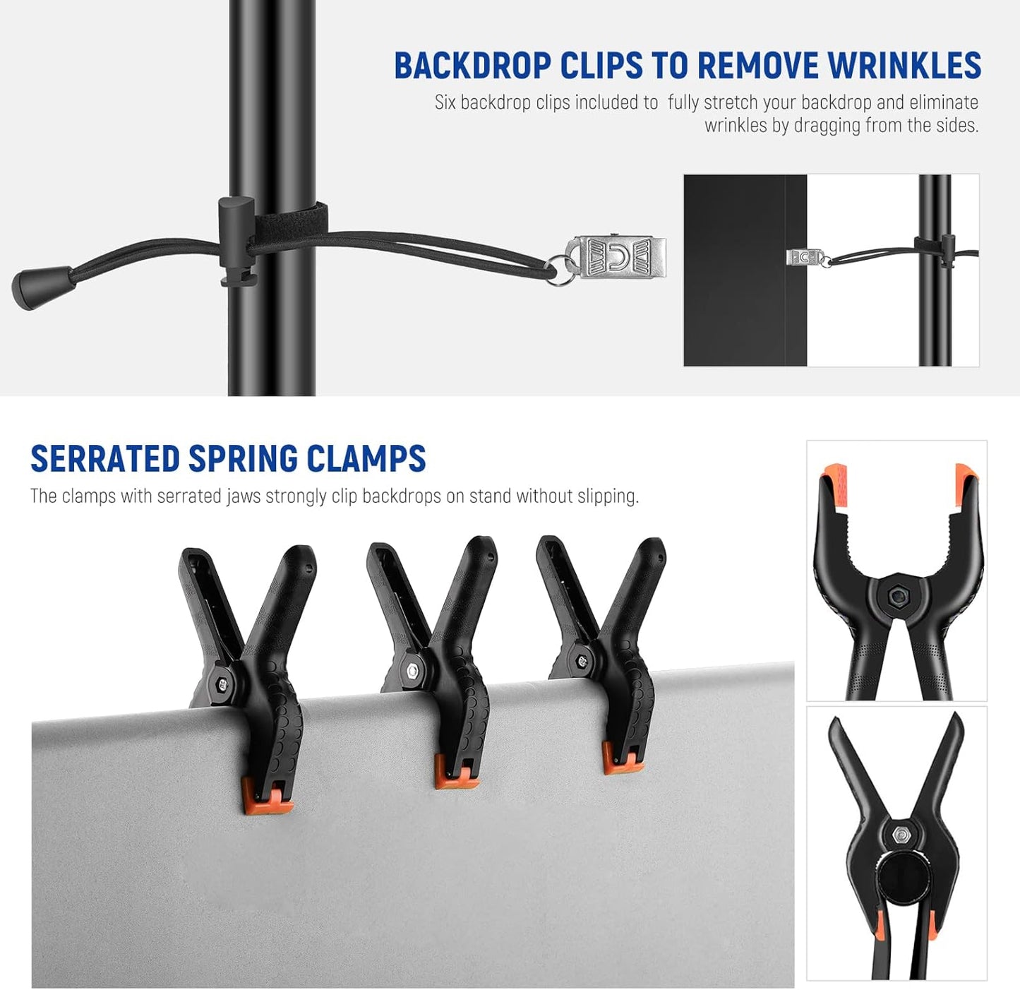 Neewer Photo Studio Backdrop Support System, 10ft/3m Wide 6.6ft/2m High Adjustable Background Stand with 4 Crossbars, 6 Backdrop Clamps, 2 Sandbags, and Carrying Bag for Portrait & Studio Photography