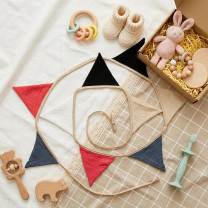 Fabric Bunting Banner, 2 Pack Handmade Neutral String Banner Each 8.5 ft 10 Flags Nursery Wall Hanging Wedding Birthday Home Baby Shower Party Decoration Bunting (Pink Candy)