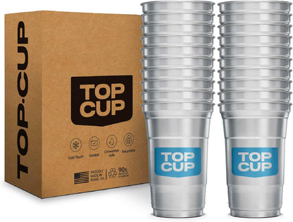 Top Cup – 16 Ounce, 30 Count, Reusable Aluminum Party Cups | Cold-Holding, Recyclable, Made in USA