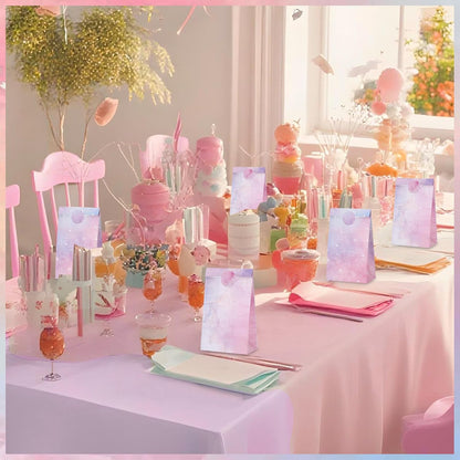 woric 36PCS Party Favor Bags with Stickers, Pink and Purple Goodie Bags for Girls Birthday Mother's Day Small Gift Bag for Kids, Baby Shower, Wedding, Mermaid Party Favor Supplies