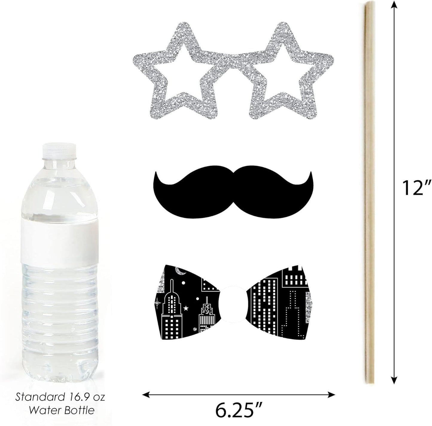 Big Dot of Happiness Prom - Photo Booth Props Kit, Dance Decorations, Photography Accessories, Party Decor- 20 Piece set