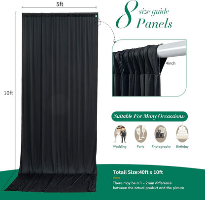10 ft x 10 ft Wrinkle Free White Backdrop Curtains for Wedding Parties, Polyester Photography Backdrop Drapes for Birthday Parties Stage Backdrop Stand, 2 Panels 5x10FT Background Curtains