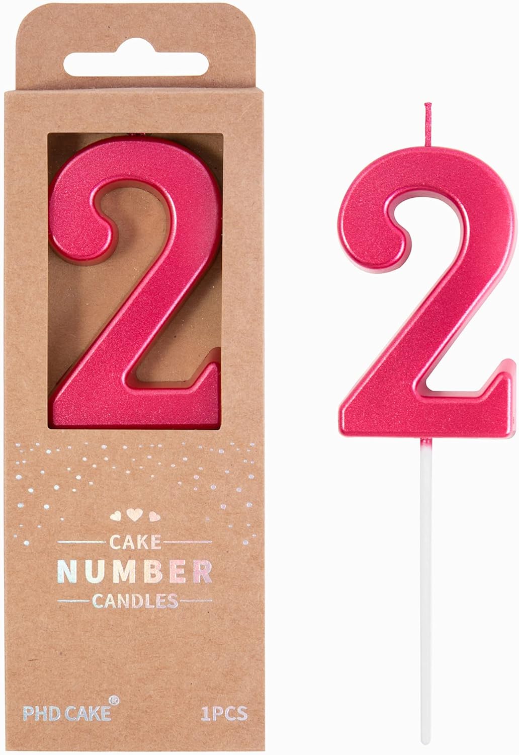PHD CAKE 2.76 Inch Modern Gold 2 Number Birthday Candles, Gold Number Candles, Cake Number Candles, Party Celebration