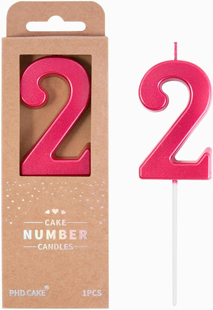 PHD CAKE 2.76 Inch Modern Gold 2 Number Birthday Candles, Gold Number Candles, Cake Number Candles, Party Celebration