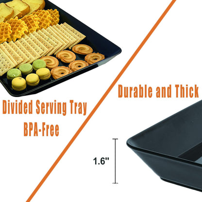 Serving Tray Platter, 4 Pack Food Tray for Veggie Fruit Snack Dessert Cookie Cheese, Food Trays for Party Supplies Display, Plastic Platters for Serving Food, Large White Trays, BPA Free