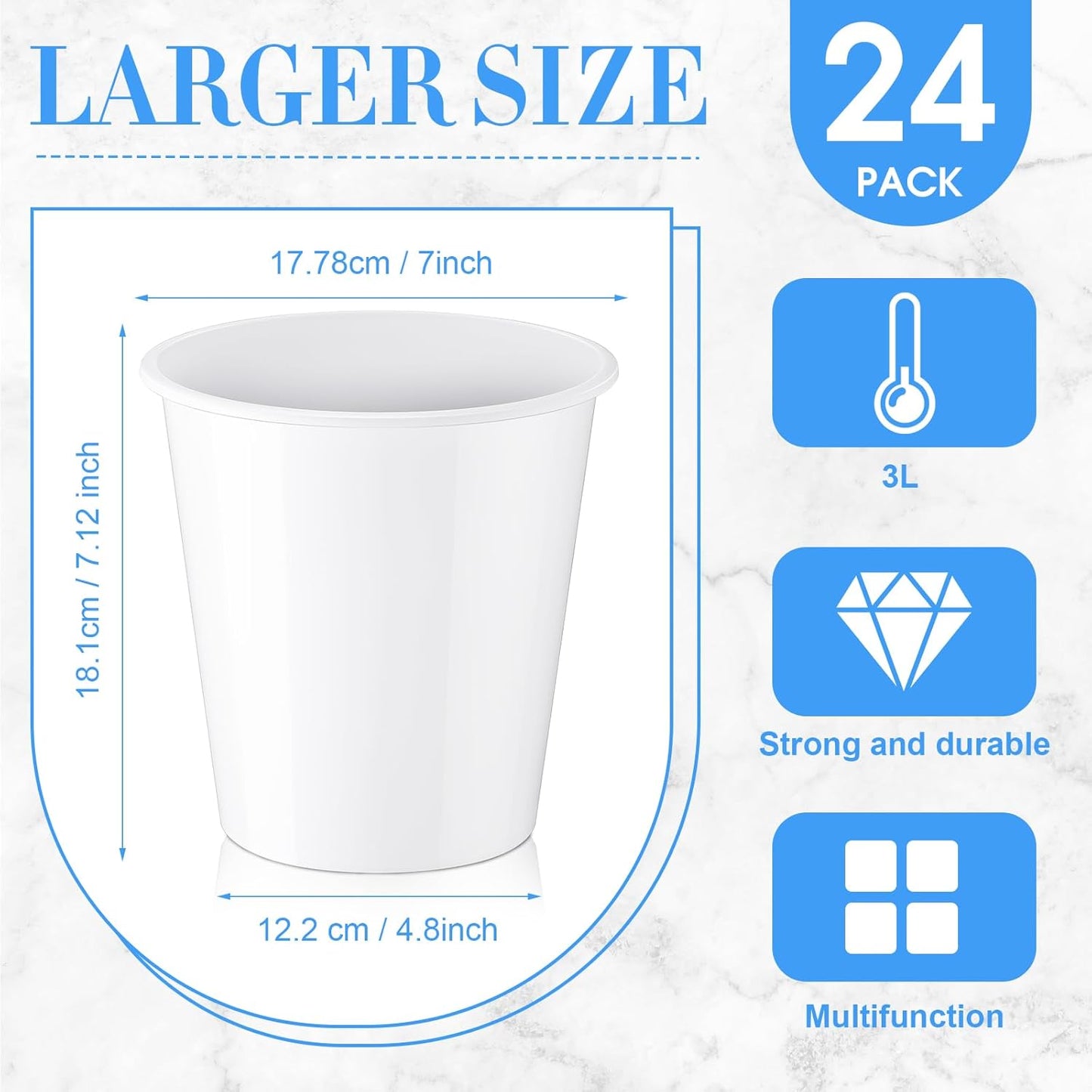 Layhit 24 Pcs Plastic Ice Buckets for Parties 3 Liters Wine Bucket Portable Ice Holder Disposable Wine Cooler for Party Wedding Party Beverages Champagne Soda and Beer (Gold)