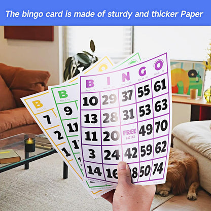 GSE Games & Sports Expert 100-Pack Multi-Color Bingo Game Cards with Easy Read Numbers, Reusable Paper Bingo Sheets for Large Groups, Family/Friend Parties