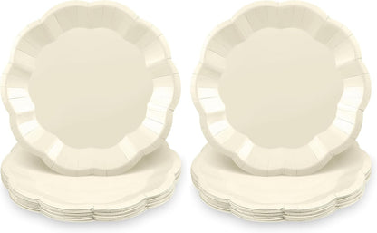 NatNarr 30 Pcs Sage Green Paper Plates, 7 Inch Scalloped Paper Plates Small Dessert Cake Plate Cute Party Plate Disposable Sage Greens Party Supplies for Wedding, Baby Bridal Shower, Birthday