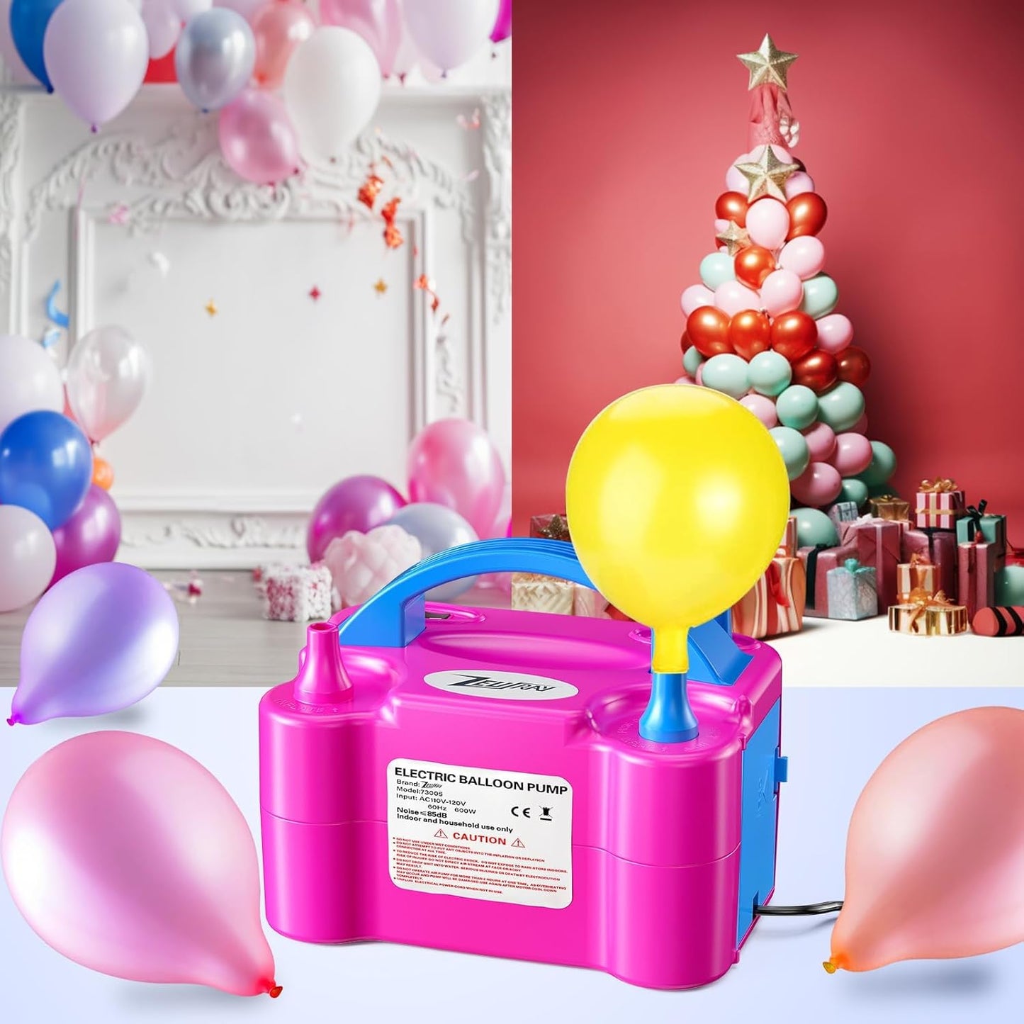 Portable Electric Balloon Pump - 110V 600W Dual Nozzle Balloon Inflator Pump with 113 accessories Decorations for Party