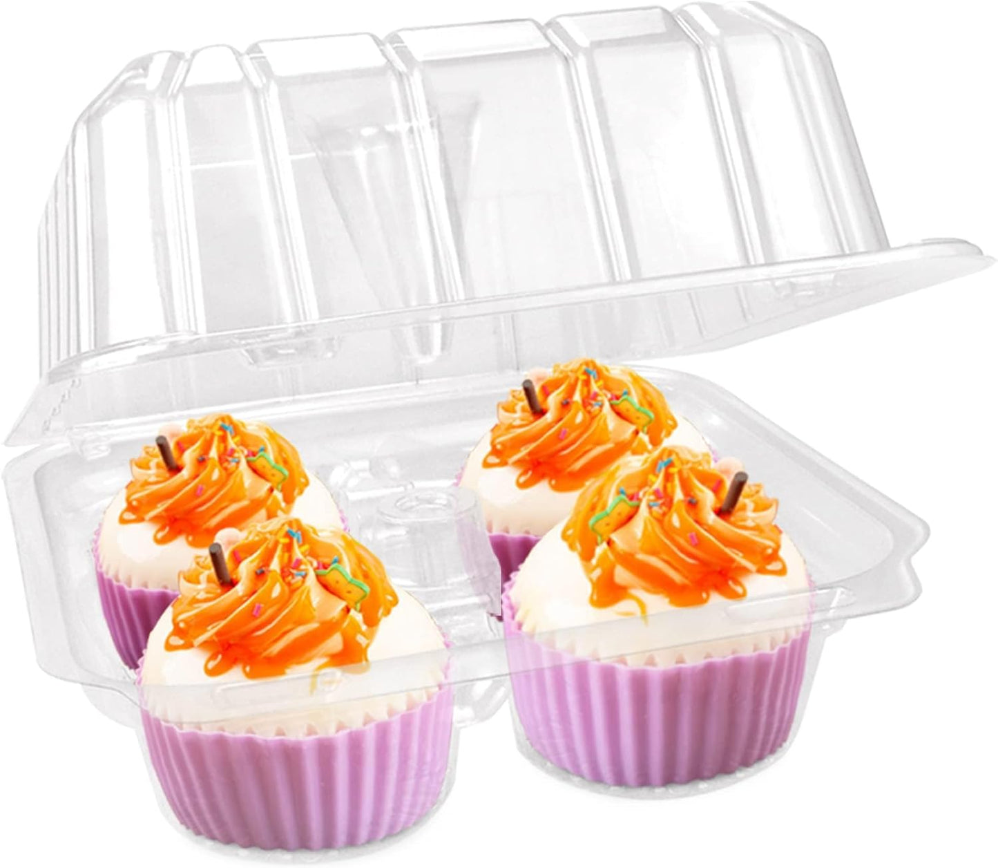 40 Pack 4-Compartment Clear Plastic Cupcake Boxes, 4-Cavity Cupcake Holders, Clear Cupcake Containers (20)