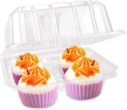 40 Pack 4-Compartment Clear Plastic Cupcake Boxes, 4-Cavity Cupcake Holders, Clear Cupcake Containers (20)