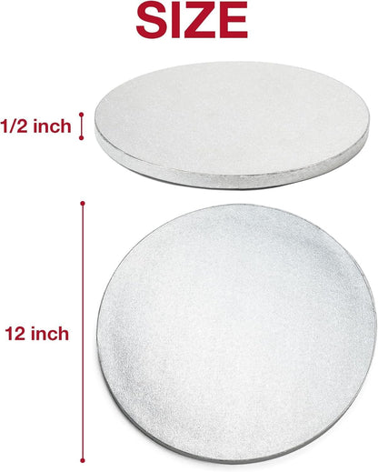 12 inches White Cake Box with Cake Board, 1/2 inch Thick Silver Cake Drum Set, Square Bakery Box with Window Lid and Cake Board Combo, Disposable Container for Bakery (12x12x8“)