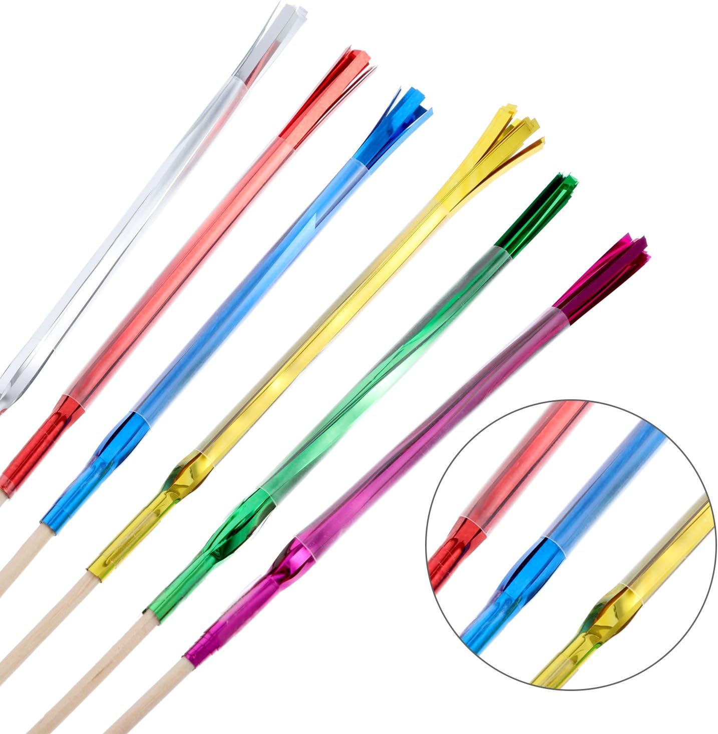 Tecunite 100 Pcs Foil Firework Cupcake Toppers Sparkle Tinsel Cupcake Picks 9 Inch Happy Birthday Cake Toppers Drink Cocktail Picks Stirrers for Christmas Baby Shower Birthday Party Decors Supplies